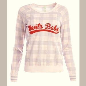 HONEYDEW•Champagne Plaid 'Santa Baby' Sweatshirt